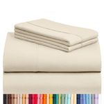 LuxClub Twin XL Sheets - Soft-Kids-Twin Bed Sheets for-Boys-and-Girls-4 PC Deep Pockets 18" Wrinkle Free-Kids-Fitted Sheets Machine Washable Hotel Bedding Silky Soft- Cream Twin XL