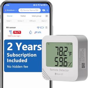 FALA IOT 4G Cellular Temperature & Humidity Monitor, RV Pet Safety Temp Humidity Monitoring System, Remote Power Outage Sensor for Car, Camper, Greenhouse, Freezer, 2 Years Subscription Included
