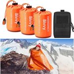 GearHill Emergency Sleeping Bags Survival Bag with Whistle Bivy Sack Portable Emergency Blanket Thermal Sleeping Bag (Orange 3 Pack)