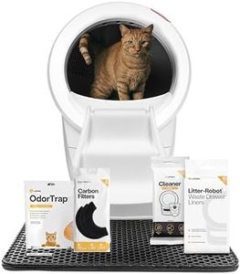 Litter-Robot 4 Supply & Accessory Bundle by Whisker, White- Automatic Self-Cleaning Cat Litter Box, Includes Litter-Robot 4, Ramp, Mat, 3 OdorTrap Packs, 10 Liners, 30 Wipes, & 2 Carbon Filters