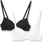 Amazon Essentials Women's Push-Up Cotton Bra, Pack of 2, Black/White, 34DD