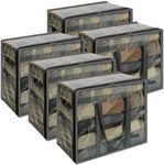 Vieshful Grey 40L Clear Clothes Storage Bag with Zipper 5 Pack Colorful Clothes Organizer Vinyl Storage Bag for Comforter, Blanket, Bedding, Duvet, Transparent Moving Totes, Grey