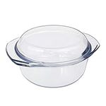 Glass Casserole Dish with Lid, 2.5L 20cm, Oven Proof, Microwaveable, Clear Covered Casserole