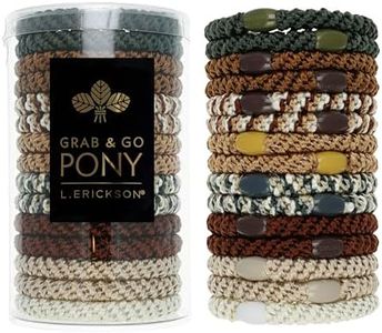 Brown and Beige Hair Ties for Thick Hair, Grab & Go Pony Tube, 15 Pack, Brown Stone, Thick No-Crease Bands with Strong Hold, Damage-Free Design, Earthy Neutral Blend | L. Erickson