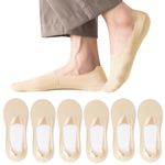 Caudblor Men Thin No Show Socks for Loafer, Invisible Low Cut Liners No See Non Slip Sock 6 Pairs