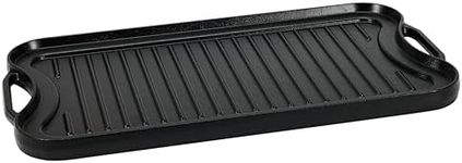 Amazon Basics Pre-Seasoned Cast Iron Reversible Rectangular Grill/Griddle, Black, 50.8 cm x 26.4 cm x 2.5 cm