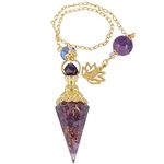 rockcloud Healing Crystal Point Pendulum for Divination, Chakra Reiki Dowsing Balancing 6 Facet Pendant, Amethyst