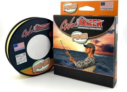 FINS Windtamer Braided Fishing Line - Versatile, Compact Braid for All Fisheries, Reduces Wind Knots and Rod Tip Wraps - High Performance 4-End Braid - Hi-Viz Yellow - 50 lb - 4000 Yds
