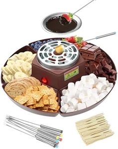 Smores Kit Fondue Set with Adjustable Heat – Electric Chocolate Melter for Date Night, Movie Night, Indoor Fun & Couple Gifts