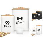 Dog Treat Container 2PCS, Dog Food Storage Container with Lids Airtight, Dog Treat Jars for Kitchen Counter-7+3Lbs, Small Dog Cookie Jar for Storage, Pet Treat Container (Upgraded) White