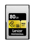 Lexar 80GB Professional CFexpress Type A Gold Series Memory Card, Up to 900MB/s Read, Cinema-Quality 8K Video, Rated VPG 400 (LCAGOLD080G-RNENG)