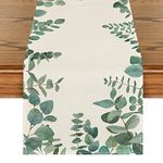 Artoid Mode Eucalyptus Leaves Table Runner, Seasonal Spring Summer Green Plants Holiday Kitchen Dining Table Decoration for Home Party Decor 13 x 72 Inch