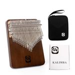 Kalimba Thumb Piano 42 Keys, Flat-board Finger Piano Walnut Wood Marimba Music Gifts with Song Book and Tune Hammer WALTERT