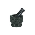 Terosa Oasis Green Mortar & Pestle Set or Ohkli Musal or Kharal or Idi Kallu or Khal Musal or Khalbatta or Spice Grinder-Std-4 Inch - Marble