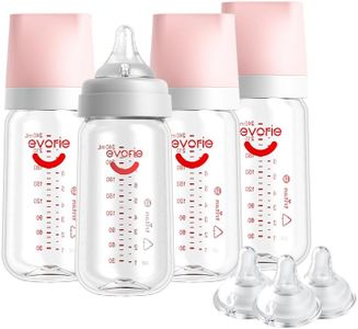 Evorie Tritan Baby Feeding Bottle & Teat for Milk Formula - Crystal-Clear, Wide Neck & Anti-Colic - 240ml (Pink, Pack of 4+3)