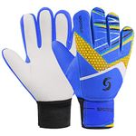 Sportout Kids Goalkeeper Gloves, Soccer Gloves with Double Wrist Protection and Non-Slip Wear Resistant Latex Material to Give Splendid Protection to Prevent Injuries (Blue, 6)