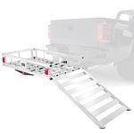 VEVOR 50 x 29.5 x 8.7 inch Hitch Cargo Carrier, 500lbs Capacity Trailer Hitch Mounted Cargo Basket, Aluminum Luggage Carrier Rack with Folding Ramp, Fits 2" Hitch Receiver for SUV Truck Pickup Camping