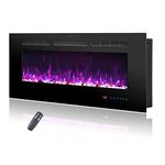 Rodalflame 42 Inches Electric Fireplace Inserts, Recessed and Wall Mounted Fireplace Heater for Indoor Use with Remote Control, 13 Color Flames with Log &Crystal, 9H Timer, 750/1500W