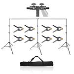 EMART Photo Video Studio 6m Wide 3m Tall Adjustable Heavy Duty Photography Backdrop Stand, Background Support System Kit with 3 Stands, 8 Spring Clamps, 1 Carrying Bag