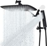 G-Promise All Metal 14 Inch Shower Head with Massage Mode Handheld, Rain Shower Head with Handheld Spray Combo, 3-Way Diverter with Pause Setting, 12 Inch Adjustable Extension Arm (Matte Black)