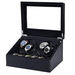 J&T Technology Automatic Watch Winder,4+6 Automatic Watch Winder Storage Display Box Watch Case with PU crocodile skin and Black Leather,Japanese Quiet Motor- AC Adapter(PU crocodile skin)