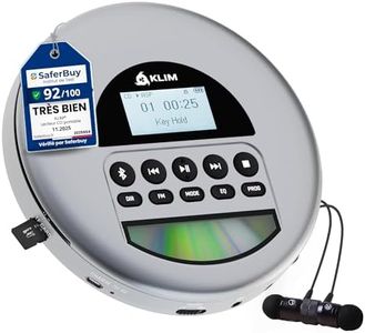 KLIM Nomad - New Version - Portable CD Player Walkman with Long-Lasting Battery - with Headphones - Radio FM - Compatible MP3 CD Player Portable - TF Card Radio FM Bluetooth - Ideal for Cars - Grey