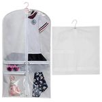 EOAMGO Dance Costume Bag for Kids, Dress Garment Bag, Clothes Storage Cover with Zipper for Women Girls Suit, Hanging Foldable Travel Duffle Bags and Clothing Protector (CLEAR)