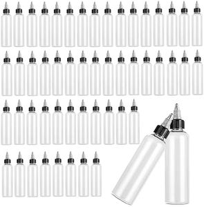 High-PQ 50 Pack 4oz Clear Dispensing Bottles with Twist Top Caps