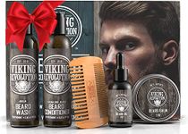 VIKING REVOLUTION - Beard Conditioner Kit - Beard Grooming Kit For Men - Softens, Smoothes & Soothes - With Beard Wash & Conditioner, Beard Oil, Beard Balm and Beard Comb