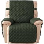 HOMERILLA Recliner Chair Covers Reversible Recliner Cover Washable Recliner Covers for Large Recliner with Adjustable Straps Protector for Pets (Recliner 30", Dark Green/Light Green)