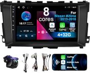 Car Stereo for Nissan Altima 2013-2018 8 Core 4+32G with Wireless CarPlay Android Auto, 9 inch 1280X720 IPS Touchscreen Bluetooth Car Radio Player with Backup Camera, AM/FM/RDS, AUX, DSP, SWC,With Fan