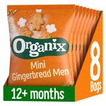 Organix Mini Gingerbread Men Organic Toddler Snack Biscuits, No Added Sugar, 20g (Pack of 8)