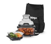 Ninja CRISPi Portable Air Fryer, 3.8L & 1.4L, 4-in-1: Air Fry, Roast, Keep Warm, Recrisp, Space Saving Compact Design, 2x Removable Glass Containers & Lids, Tote Bag Included, 1700W, White FN102UK
