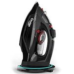 [2023 UPGRADE] OMAIGA Cordless Iron, 1500W Cordless Iron with Steam - Cordless Iron for Clothes with 11.84oz Water Tank, Anti Drip Iron Cordless with Ceramic Soleplate, Iron for Clothes with 3 Temperature Settings-BLACK