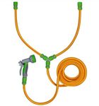 Hot and Cold Dog Shower Kit - Includes 5M Harden Hose, 6 Hose connectors, 1 Three-Way Splitter and a Multi-Outlet Hose Gun with Various Spray Patterns. Ensuring Your pet Stays Clean and Comfortable.