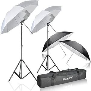 EMART 33 inch Reflective Photography Umbrella,Studio Camera Photography Props with Adjustable Light Stand,Flash Diffuser for Speedlight(4 Pack)