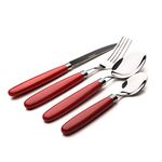 Sabichi Elkie Food Grade Stainless Steel Cutlery | Premium Red Flatware Set of 16 Pieces | 4 Table Spoons, 4 Table Forks, 4 Tea Spoons and 4 Table Knives| Dishwasher Safe