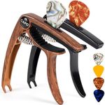 AARVI Professional 6-String Guitar Capo for Acoustic & Electric Guitars - Guitar Accessories with Universal Clamp & 4 Premium Picks - Compatible with Ukulele, Mandolin, Banjo(Rosewood+Black)