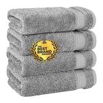 Cotton Paradise Hand Towels for Bathroom, 100% Turkish Cotton 16x28 inch 4 Piece Hand Towel Set, Soft Absorbent Face Towel Clearance Set, Light Grey Hand Towels