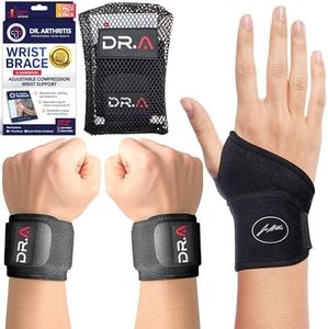 Dr. Arthritis Carpal Tunnel Wrist Brace & Wrist Wrap (2-Pack) Bundle – Adjustable Hand Brace Support for Carpal Tunnel Relief, Tendonitis, Fitness, and Injury Protection (Right or Left Hand, Black)