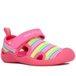 Nautica - Kids Protective Water Shoes, Closed Toe Sport Sandals for Boys and Girls (Big Kid/Little Kid), Neon Pink Stripes, 15.0 cm