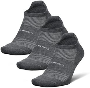 Feetures High Performance Max Cushion Ankle Sock - Tab Socks for Women & Men with Heel Tab - Heather Grey, M (3 Pair)