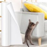 15" x 198" Cat Scratch Furniture Protector: Couch and Door Protectors with Plastic Squeegee and Nails - Anti Cat Scratching Furniture Protection Tape