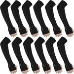 6 Pairs Arm Sleeves for Men Women UPF50+ UV Protection Sun Sleeves Sport Cooling Compression Arm Sleeve Cover with Thumb Hole (Black)