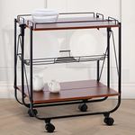 SPREAD SPAIN® Foldable Wooden Service Trolley/Bar Trolley/Kitchen Trolley (Standard, Teak)