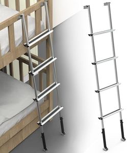 Marudina 61.5" Pre-Assembled Bunk Ladder, Adjustable 3 Levels of Height, Aluminum RV Bunk Bed Ladder with 4 Anti-Slip Steps, Non-Slip Feet, 2 Fixing Methods