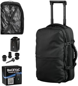 Backvac Pro Max Vacuum Rolling Backpack with Vacuum System and Charging Port, Carry On Luggage with Vacuum Seal Bag, Wheels, TSA Lock, Travel Suitcase with Vacuum Compression Bag for 17" Laptop