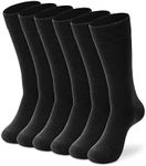 LIXIA Men's Thin Merino Wool Socks, Cozy Casual Winter Warm Breathable Mid-calf Dress Socks 3/6 Pairs Pack, 3 Pairs - Black, One Size