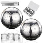 Supvox® 2Pcs Stainless Steel Whiskey Stones with Ice Tong, Food Grade 304 Stainless Steel, 55mm Dia Reusable Ice Rocks Ice Cubes Cooling Stones for Chilling Whiskey, Coffee & Drinks