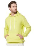 Amazon Brand - Symbol Men's Regular Cotton Blend Neck Hooded Sweatshirt (AW18MNSSW02_Light Neon_M)